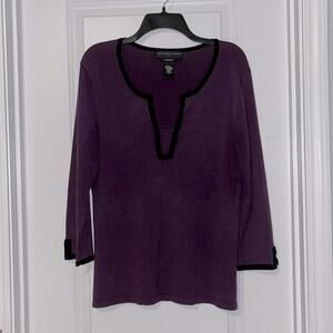 ⚡️ 3 for $20 ⚡️ Geoffrey Beene Purple and Black 3/4 Sleeve Sweater